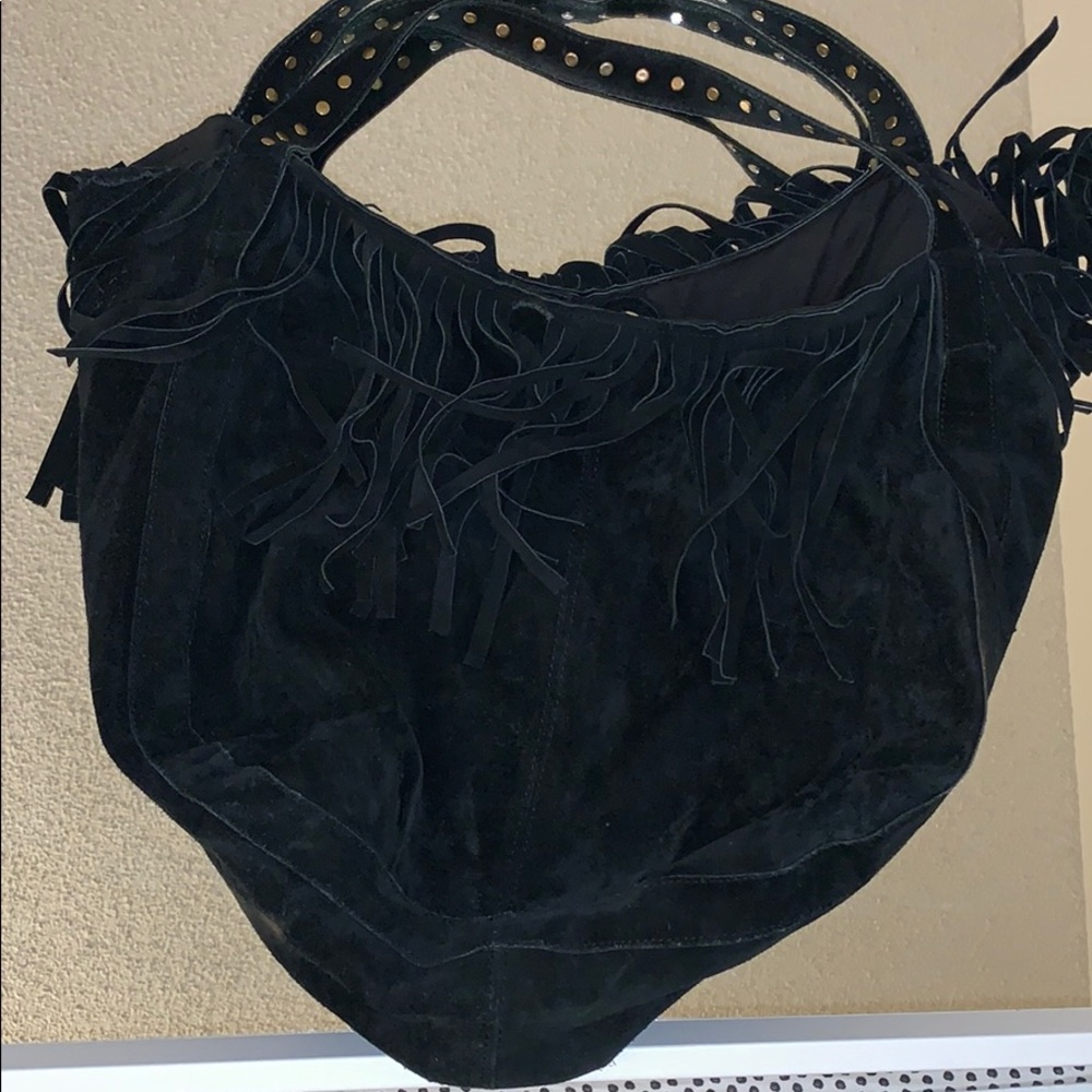 Anthropology Black Sued Purse